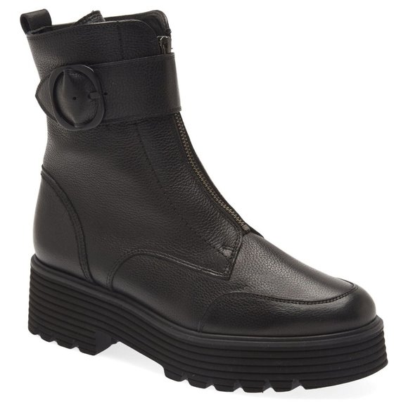 NWT$550 Paul Green Palani Lug Sole CHUNKY COMBAT Boot BLACK 7.5 AU 10 US (TD3)